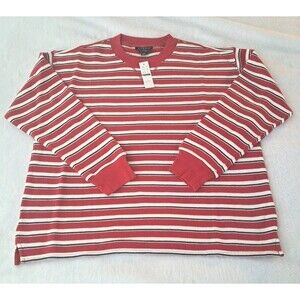 J.Crew Heritage Terry Relaxed Crewneck Sweatshirt Striped Red CK319 Size XS NWT